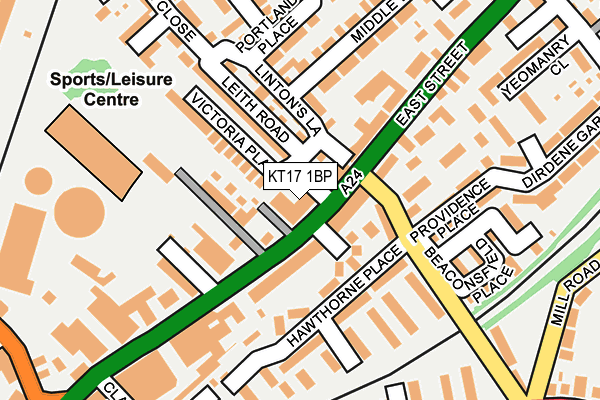 KT17 1BP map - OS OpenMap – Local (Ordnance Survey)