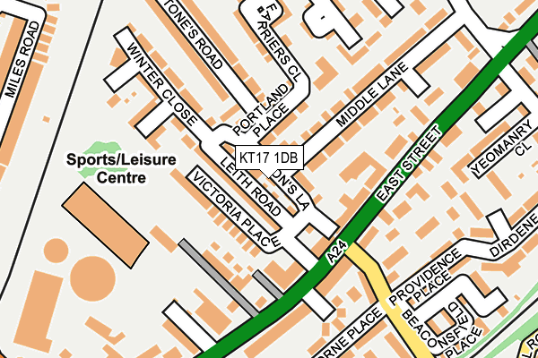 KT17 1DB map - OS OpenMap – Local (Ordnance Survey)