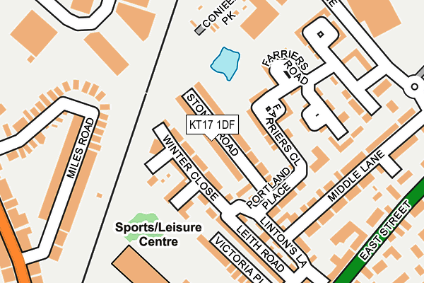 KT17 1DF map - OS OpenMap – Local (Ordnance Survey)