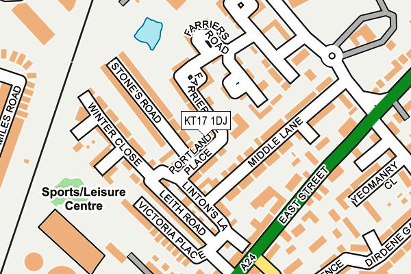 KT17 1DJ map - OS OpenMap – Local (Ordnance Survey)