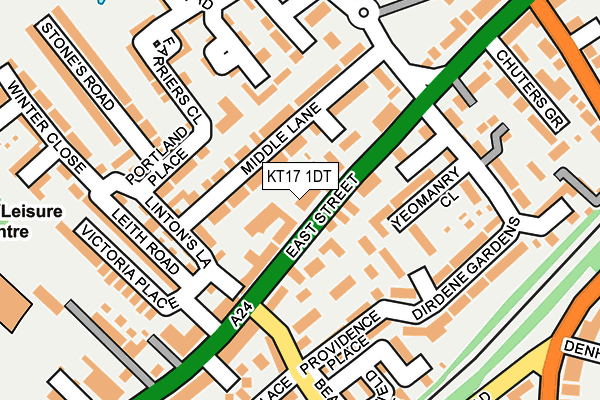 KT17 1DT map - OS OpenMap – Local (Ordnance Survey)