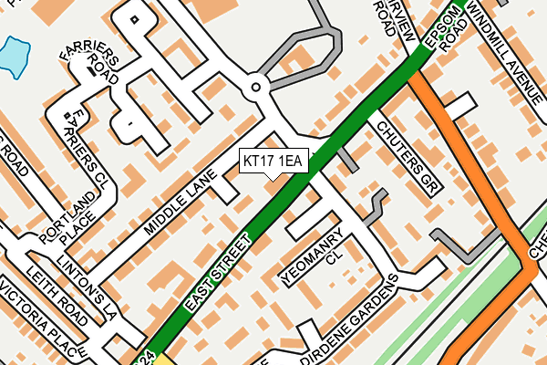KT17 1EA map - OS OpenMap – Local (Ordnance Survey)