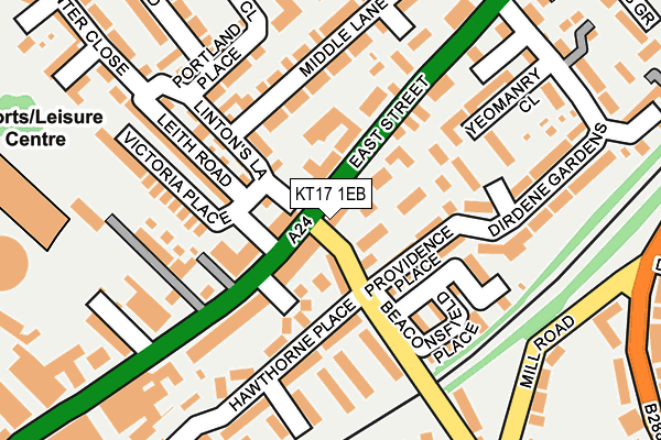 KT17 1EB map - OS OpenMap – Local (Ordnance Survey)