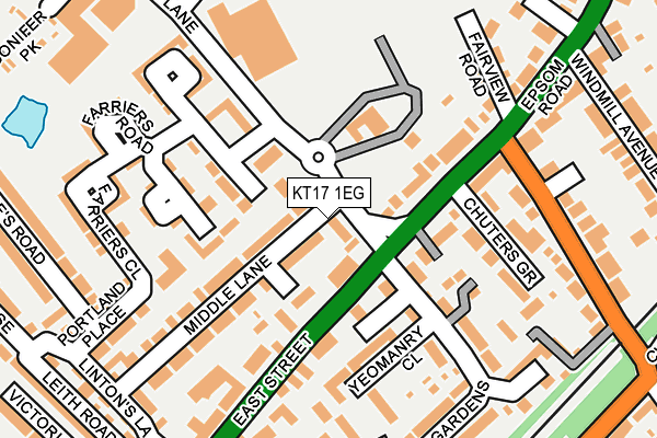 KT17 1EG map - OS OpenMap – Local (Ordnance Survey)