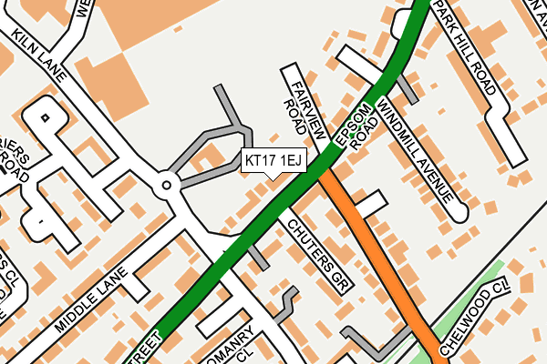 KT17 1EJ map - OS OpenMap – Local (Ordnance Survey)