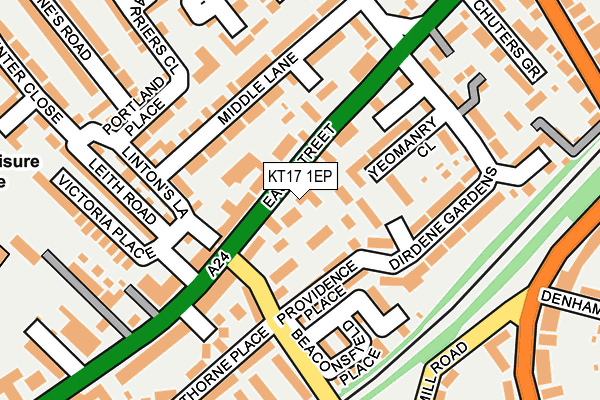 KT17 1EP map - OS OpenMap – Local (Ordnance Survey)
