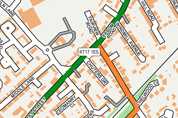 KT17 1ES map - OS OpenMap – Local (Ordnance Survey)