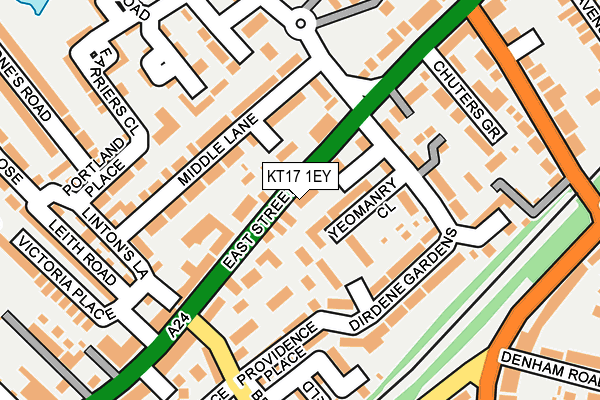 KT17 1EY map - OS OpenMap – Local (Ordnance Survey)