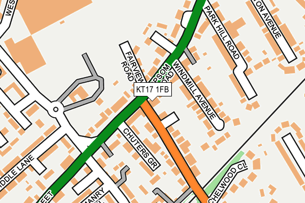 KT17 1FB map - OS OpenMap – Local (Ordnance Survey)