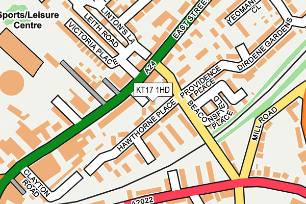 KT17 1HD map - OS OpenMap – Local (Ordnance Survey)