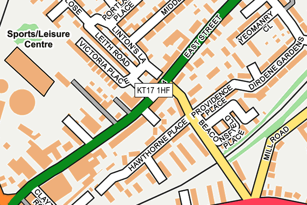 KT17 1HF map - OS OpenMap – Local (Ordnance Survey)