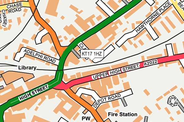 KT17 1HZ map - OS OpenMap – Local (Ordnance Survey)