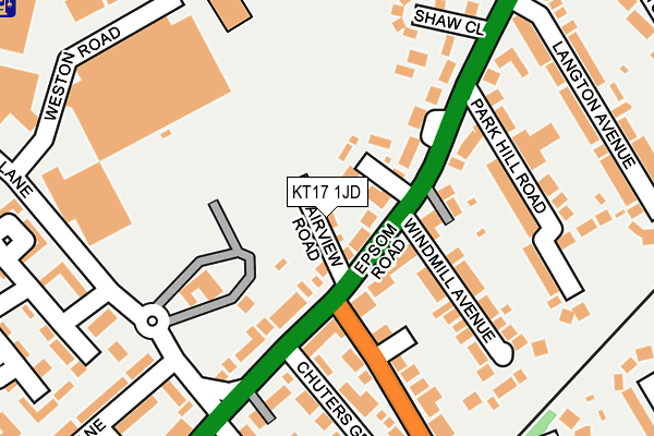 KT17 1JD map - OS OpenMap – Local (Ordnance Survey)