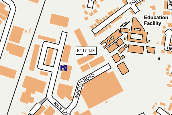 KT17 1JF map - OS OpenMap – Local (Ordnance Survey)