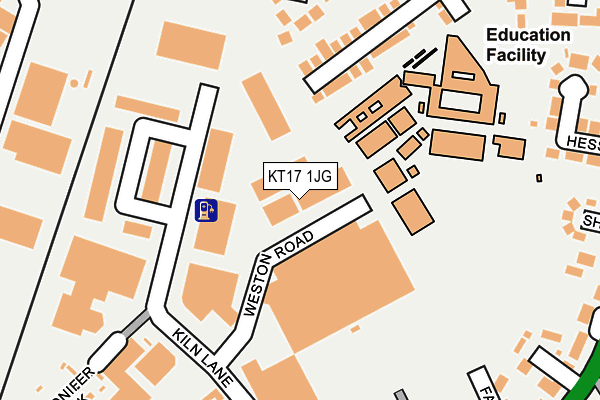 KT17 1JG map - OS OpenMap – Local (Ordnance Survey)