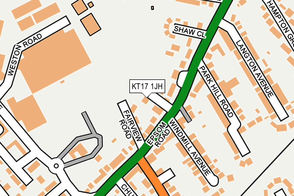 KT17 1JH map - OS OpenMap – Local (Ordnance Survey)
