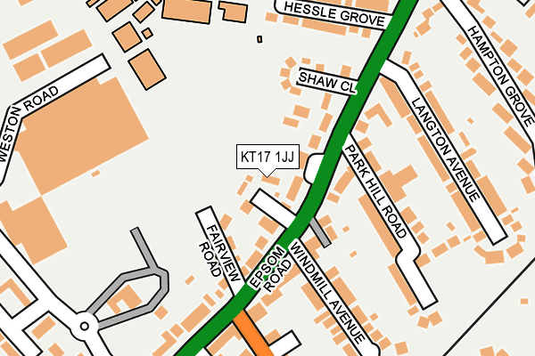 KT17 1JJ map - OS OpenMap – Local (Ordnance Survey)