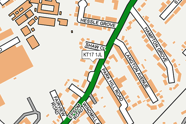 KT17 1JL map - OS OpenMap – Local (Ordnance Survey)