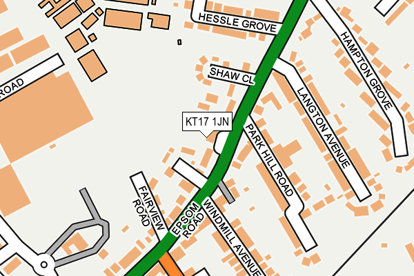 KT17 1JN map - OS OpenMap – Local (Ordnance Survey)