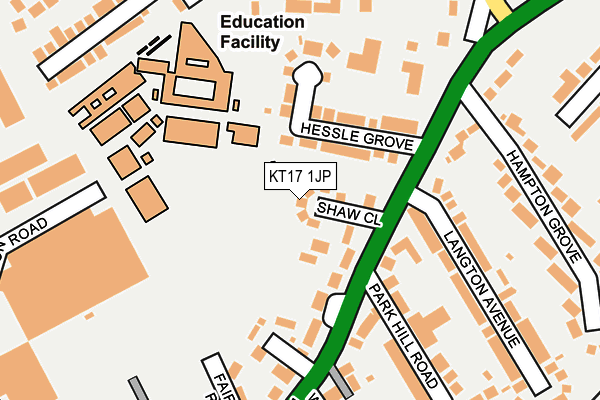 KT17 1JP map - OS OpenMap – Local (Ordnance Survey)