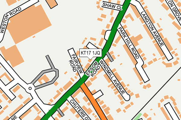 KT17 1JQ map - OS OpenMap – Local (Ordnance Survey)