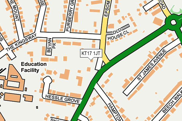KT17 1JT map - OS OpenMap – Local (Ordnance Survey)