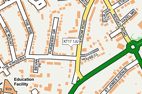 KT17 1JU map - OS OpenMap – Local (Ordnance Survey)