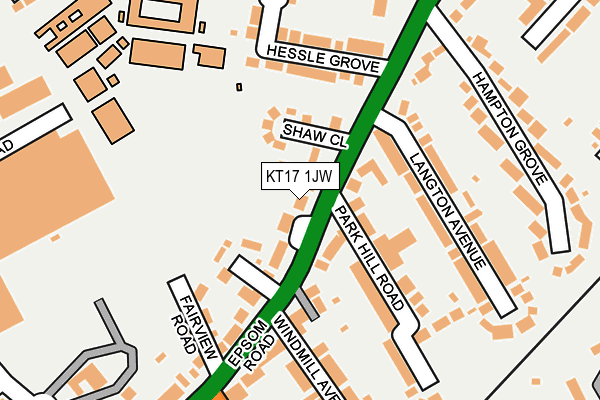 KT17 1JW map - OS OpenMap – Local (Ordnance Survey)