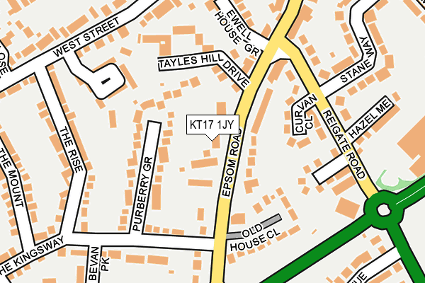 KT17 1JY map - OS OpenMap – Local (Ordnance Survey)