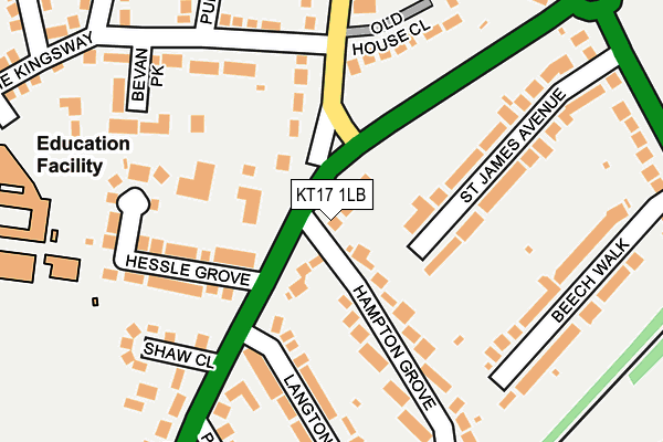 KT17 1LB map - OS OpenMap – Local (Ordnance Survey)