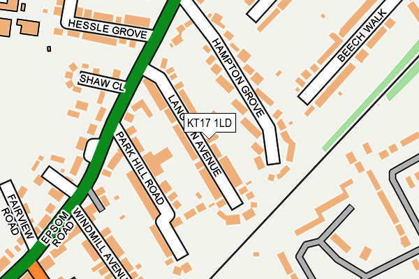 KT17 1LD map - OS OpenMap – Local (Ordnance Survey)