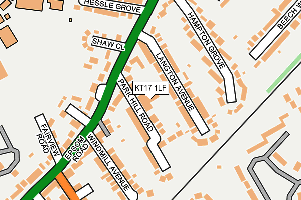 KT17 1LF map - OS OpenMap – Local (Ordnance Survey)