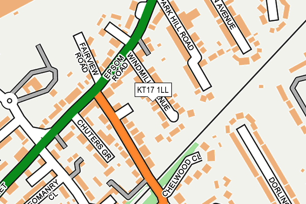 KT17 1LL map - OS OpenMap – Local (Ordnance Survey)