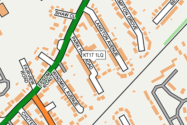 KT17 1LQ map - OS OpenMap – Local (Ordnance Survey)