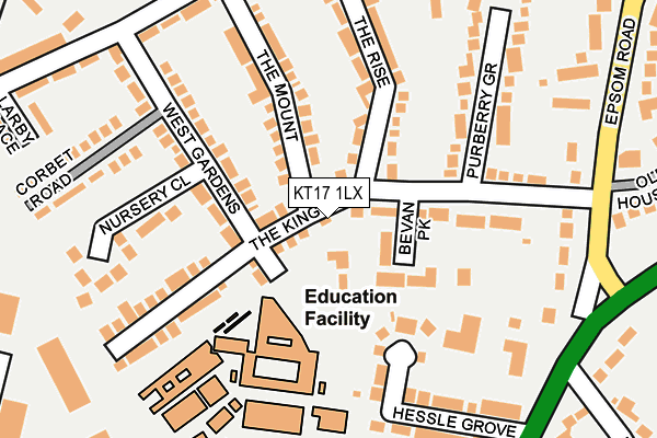 KT17 1LX map - OS OpenMap – Local (Ordnance Survey)