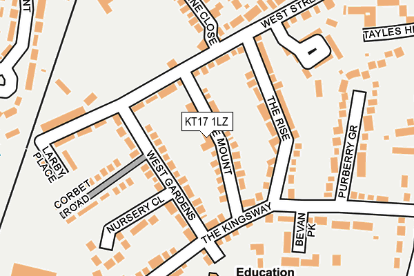 KT17 1LZ map - OS OpenMap – Local (Ordnance Survey)