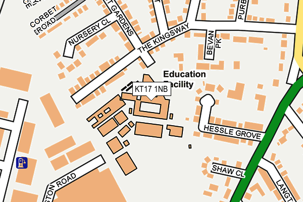 KT17 1NB map - OS OpenMap – Local (Ordnance Survey)
