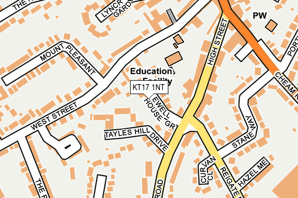 KT17 1NT map - OS OpenMap – Local (Ordnance Survey)
