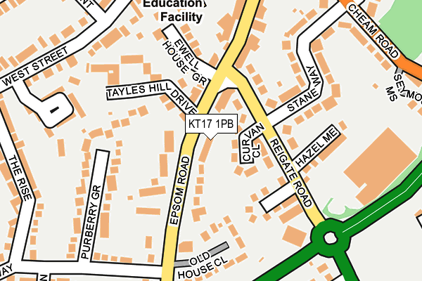 KT17 1PB map - OS OpenMap – Local (Ordnance Survey)