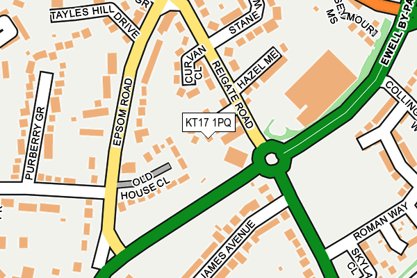 KT17 1PQ map - OS OpenMap – Local (Ordnance Survey)