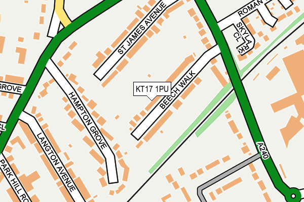 KT17 1PU map - OS OpenMap – Local (Ordnance Survey)