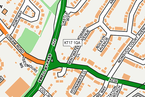 KT17 1QA map - OS OpenMap – Local (Ordnance Survey)