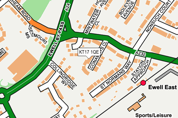 KT17 1QE map - OS OpenMap – Local (Ordnance Survey)
