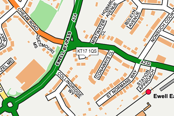 KT17 1QS map - OS OpenMap – Local (Ordnance Survey)
