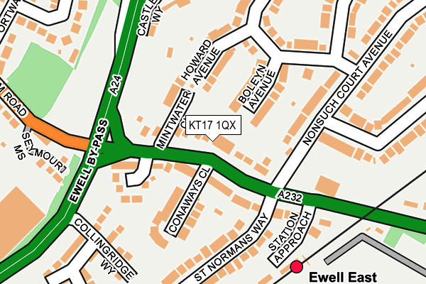 KT17 1QX map - OS OpenMap – Local (Ordnance Survey)