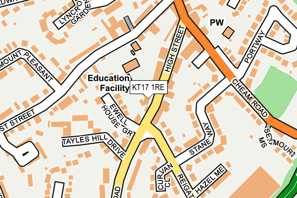 KT17 1RE map - OS OpenMap – Local (Ordnance Survey)