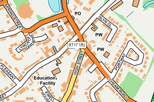 KT17 1RJ map - OS OpenMap – Local (Ordnance Survey)