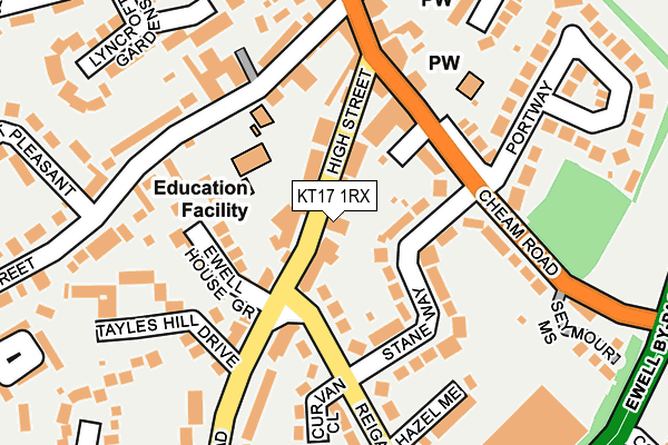 KT17 1RX map - OS OpenMap – Local (Ordnance Survey)