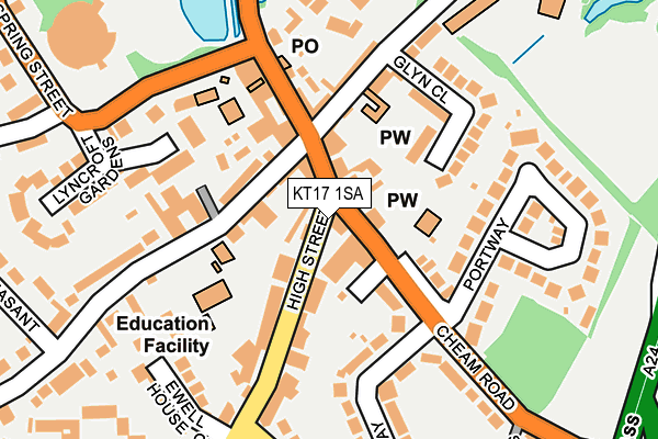 KT17 1SA map - OS OpenMap – Local (Ordnance Survey)
