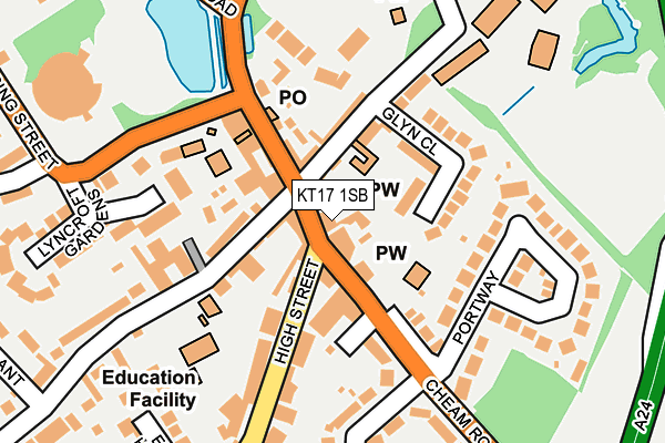 KT17 1SB map - OS OpenMap – Local (Ordnance Survey)